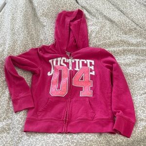 Justice Fuchsia Zip-Up Hoodie with Graphic